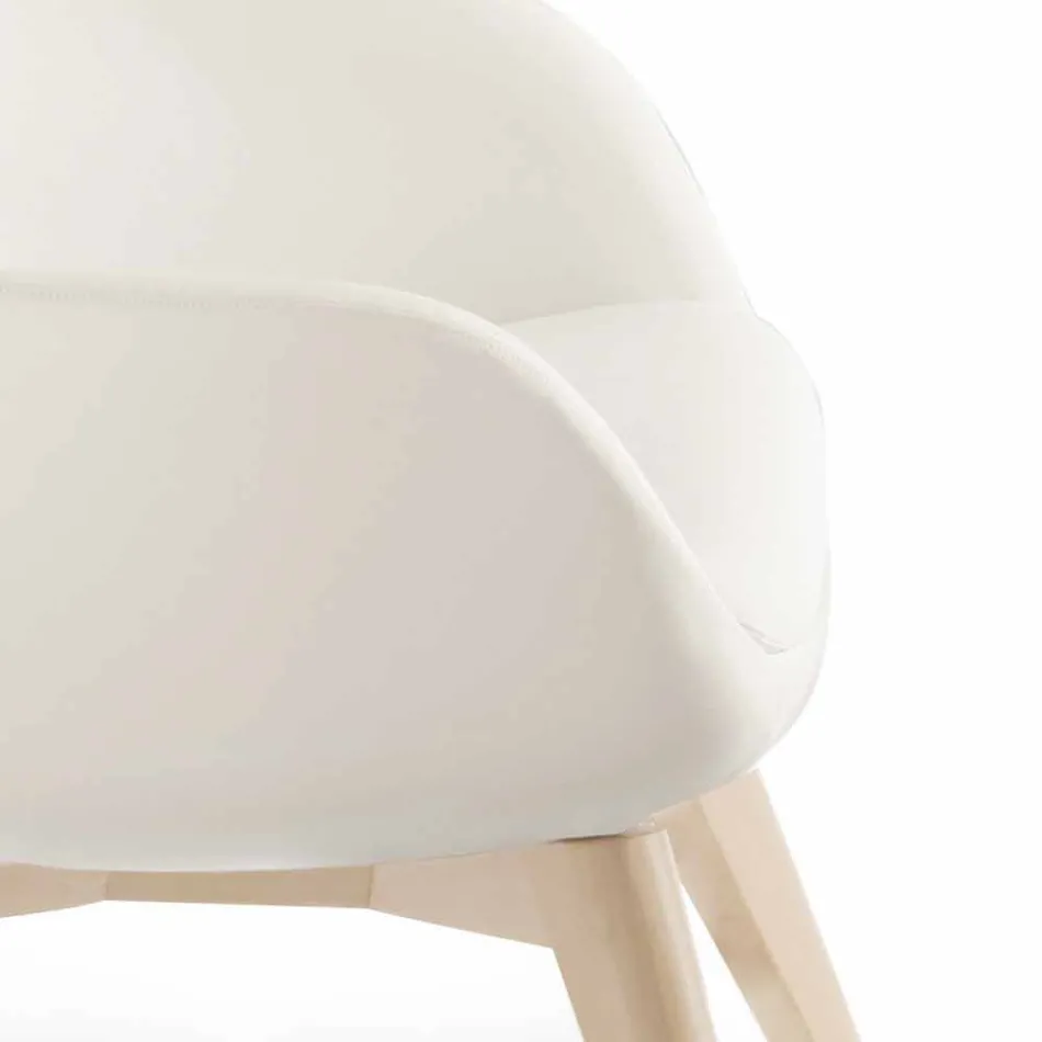 Vardagsrumsfåtölj med fotstöd i läder och trä Tillverkad i Italien - fjäril Viadurini