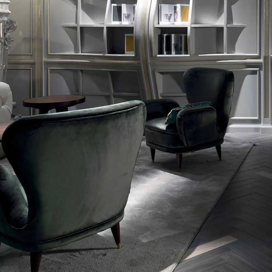 Vadderad stol klassisk design lounge L78xP75cm, Benny Viadurini