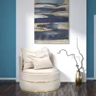 Klädd och stoppad vardagsrumsfåtölj i tyg med dekorationer - lapp Viadurini