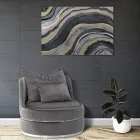 Klädd och stoppad vardagsrumsfåtölj i tyg med dekorationer - lapp Viadurini