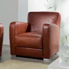 Vardagsrumsfåtölj i trä, läder och metall Tillverkad i Italien - Burlesco Viadurini