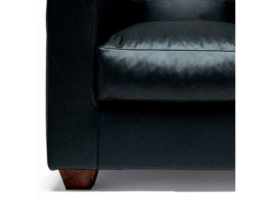 Loungestol i läder med valnötfötter tillverkad i Italien - Alessandria Viadurini