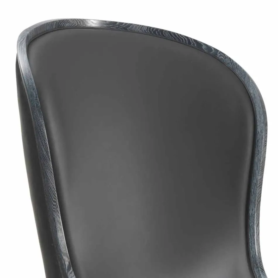 Läder fåtölj och svart hår Eli, lyx klassisk design Viadurini