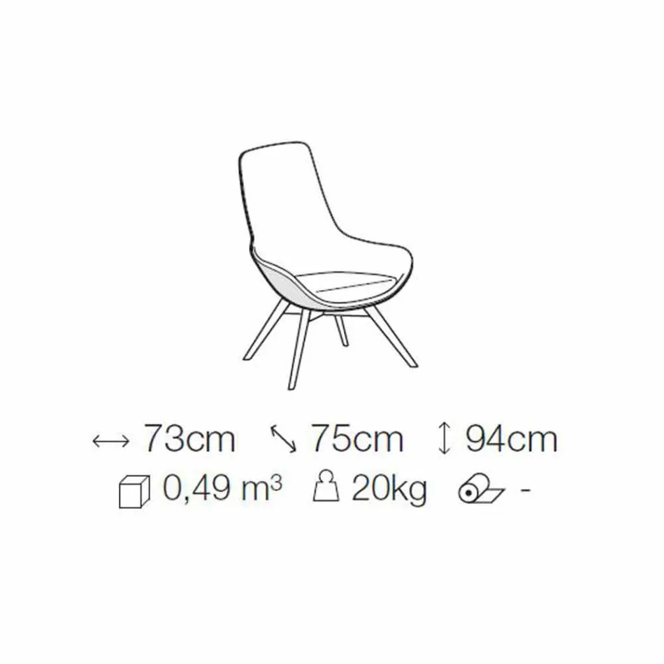 Vardagsrumsfåtölj i läder och tyg med träbotten tillverkad i Italien - Ama Viadurini