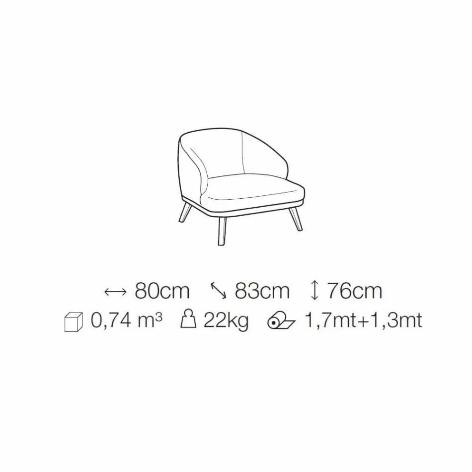 Tyg lounge stol med massivt trä bas tillverkad i Italien - Pepina Viadurini