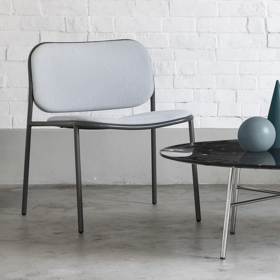 Vardagsrumsfåtölj i tyg och metall Tillverkad i Italien 2 delar - Sangria Viadurini