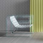 Vardagsrumsfåtölj i glas och sittplats i vitt läder modern design - Tecna Viadurini
