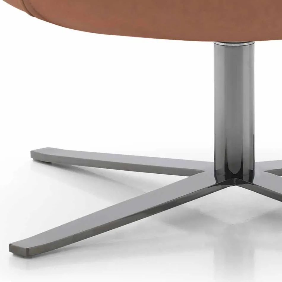 Vridbar vardagsrumsfåtölj i läder och metall tillverkad i Italien - fjäril Viadurini