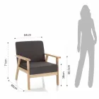 Vardagsrumsfåtölj i massiv furu och mörkgrå tyg - Basilicata Viadurini