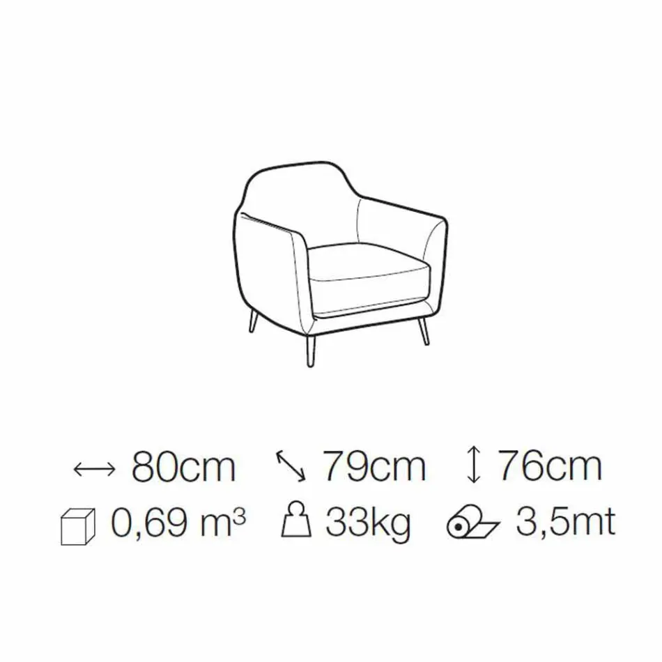 Vardagsrumsfåtölj i tyg med metallfötter tillverkad i Italien - körsbär Viadurini