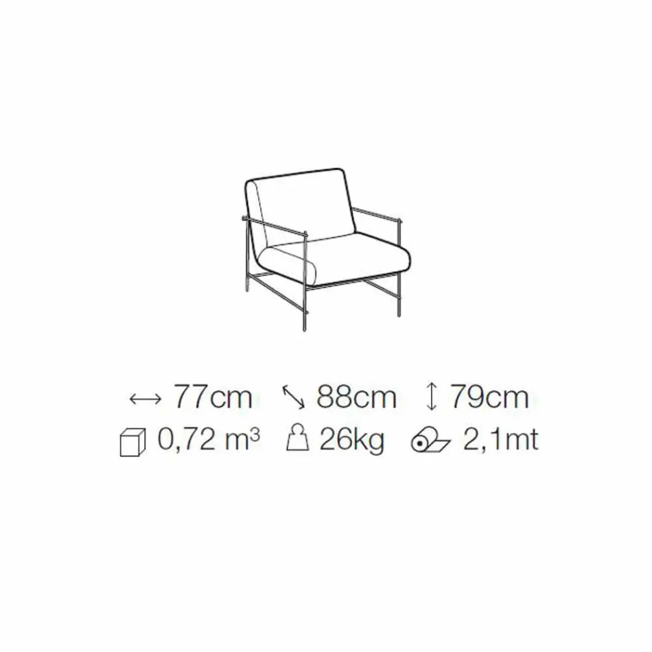 Tyg Vardagsrumsfåtölj med metallkonstruktion Tillverkad i Italien - Manila Viadurini