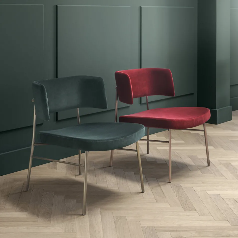 Vardagsrumsfåtölj i sammet med metallstruktur Tillverkad i Italien - Alaska Viadurini