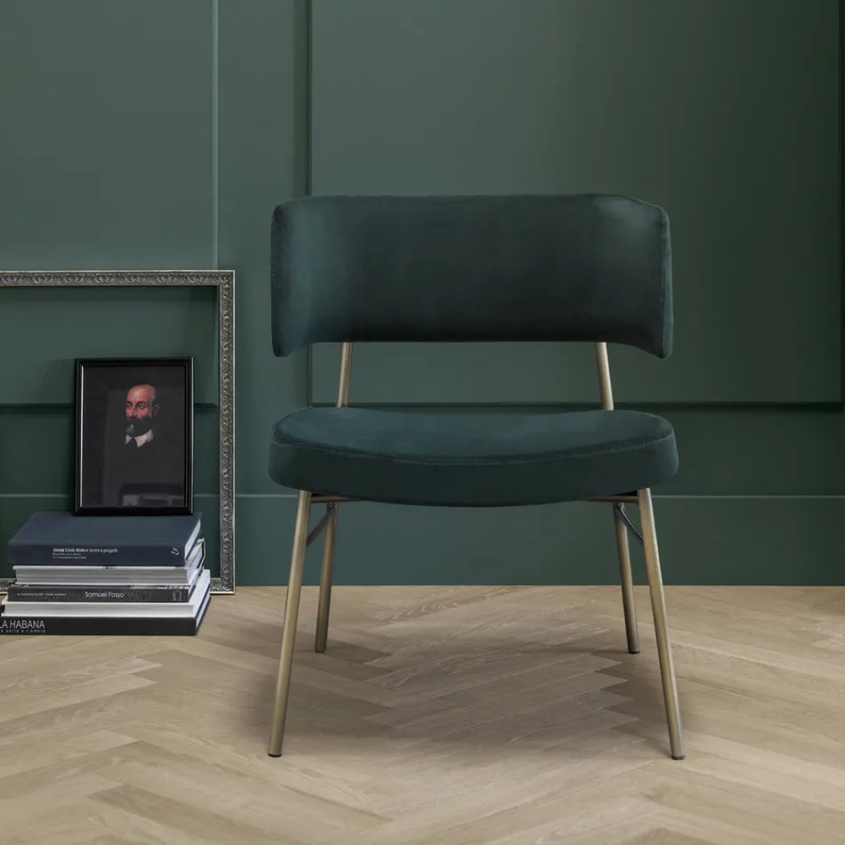 Vardagsrumsfåtölj i sammet med metallstruktur Tillverkad i Italien - Alaska Viadurini