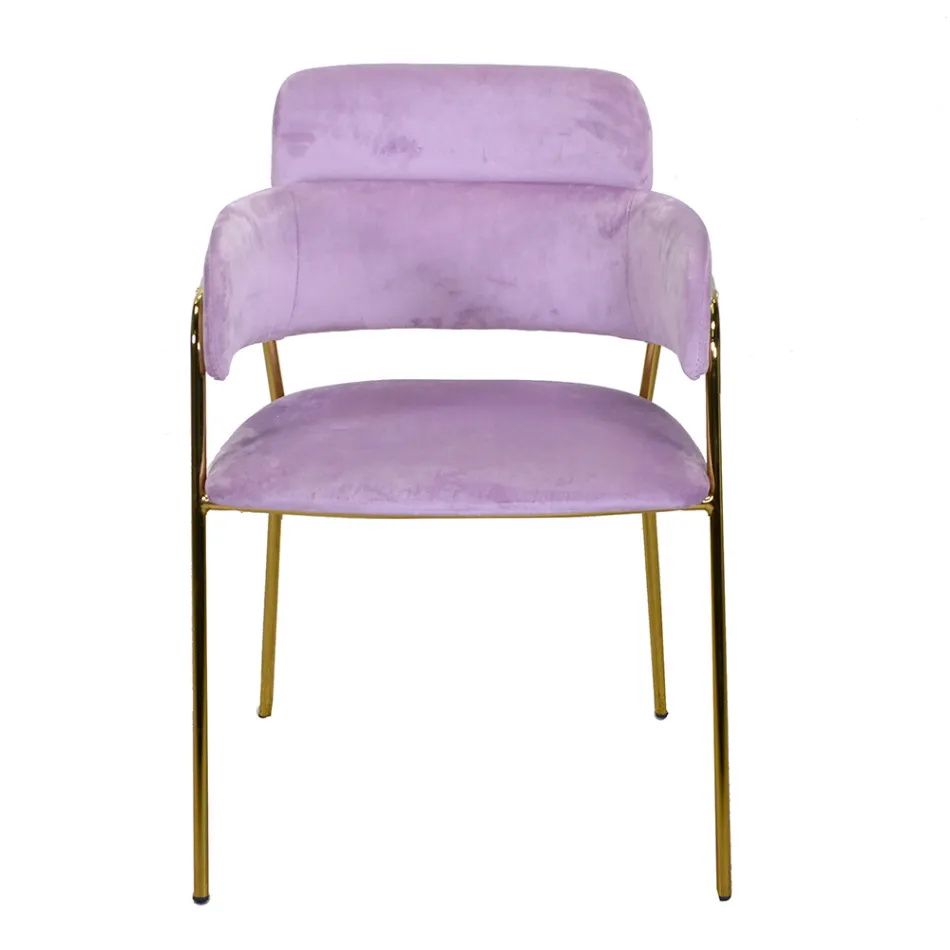 Vardagsrumsfåtölj i guldmetall och sammet - Flag Viadurini