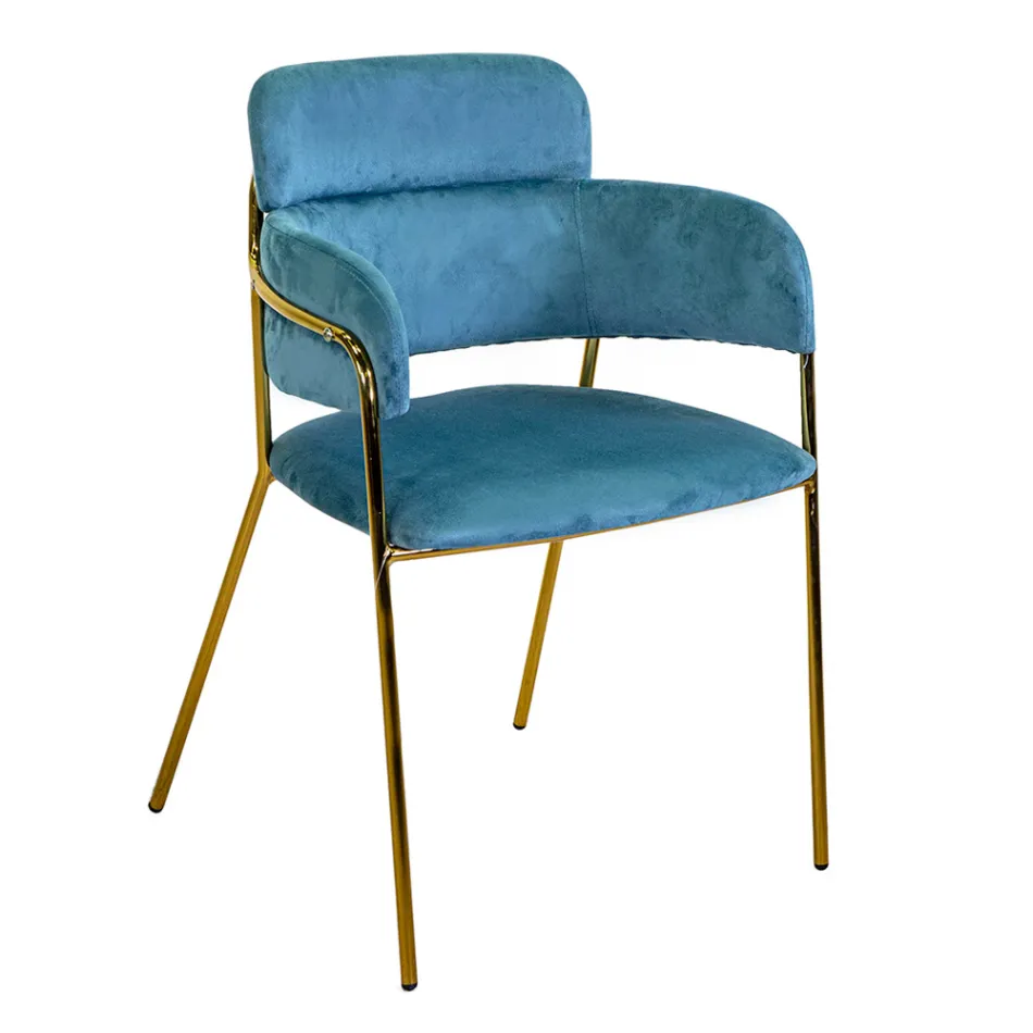 Vardagsrumsfåtölj i guldmetall och sammet - Flag Viadurini