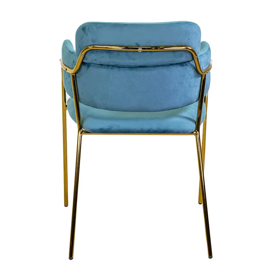 Vardagsrumsfåtölj i guldmetall och sammet - Flag Viadurini