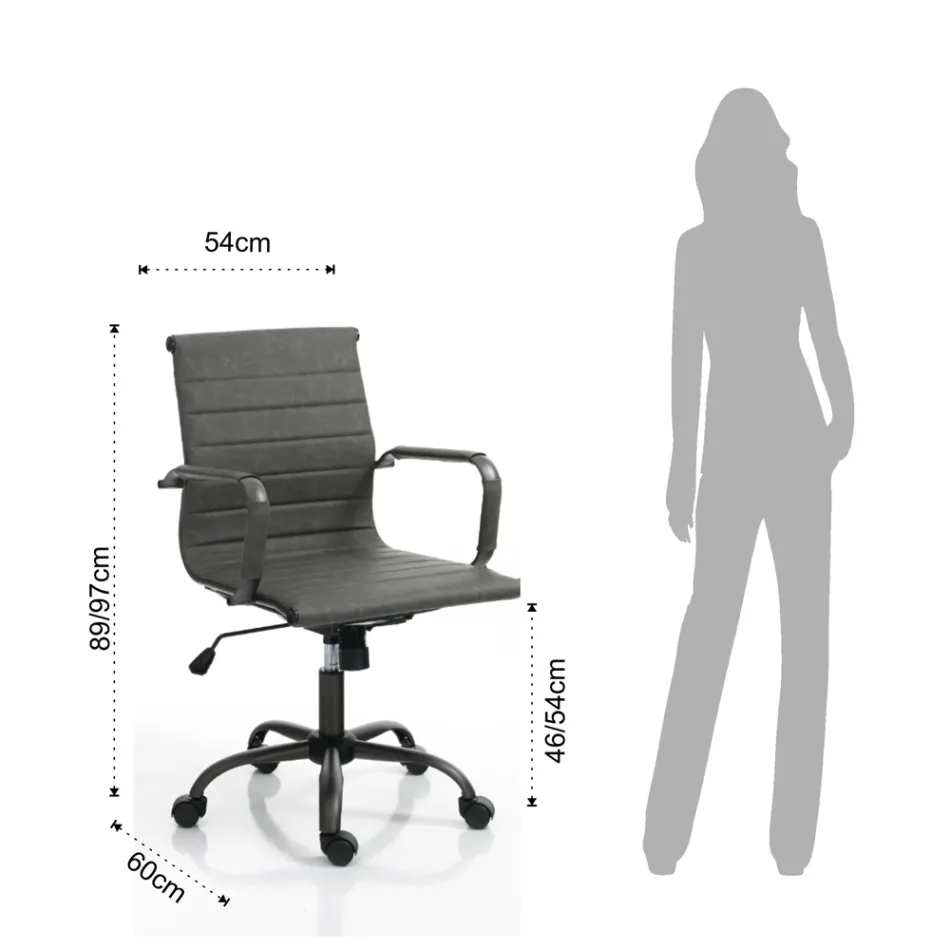 Kontorsfåtölj med högt eller lågt ryggstöd - Rubidio Viadurini