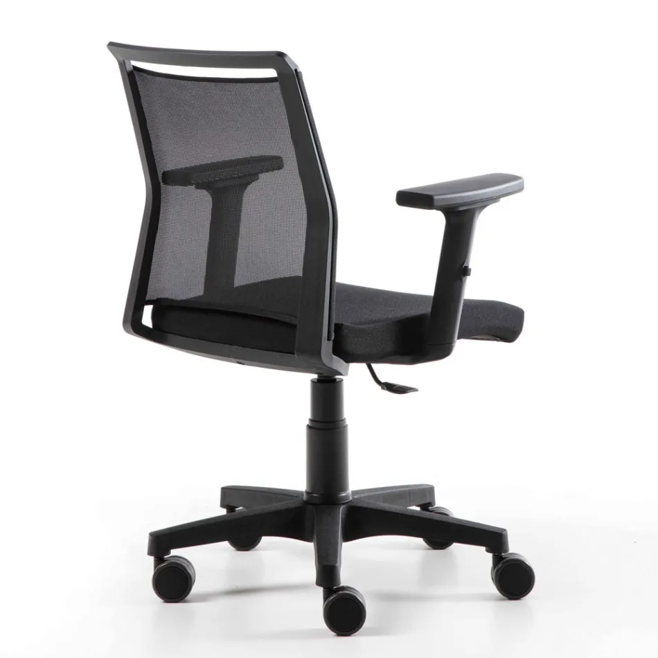 Vridbar kontorsfåtölj i teknisk tyg och svart nät - Daria Viadurini