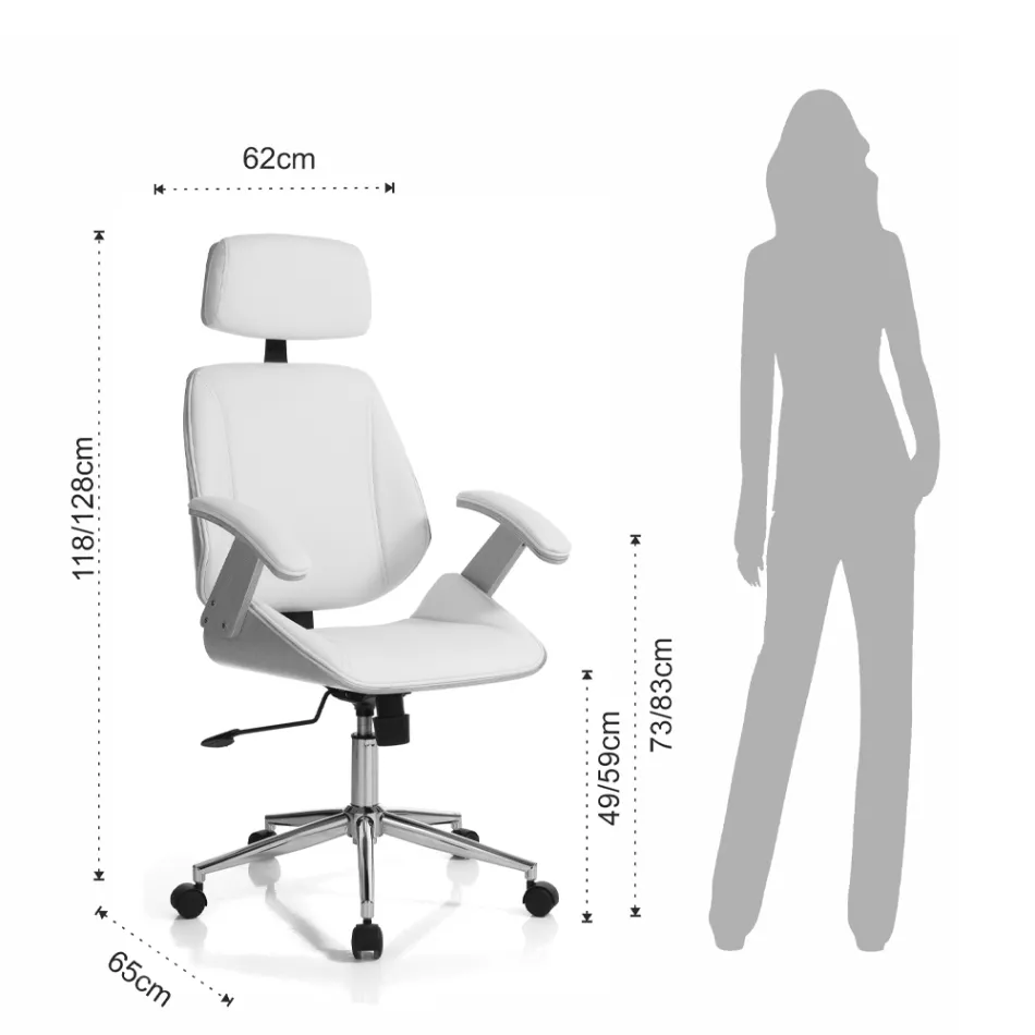 Kontorsfåtölj i trä, syntetiskt läder och metall - Alaccia Viadurini