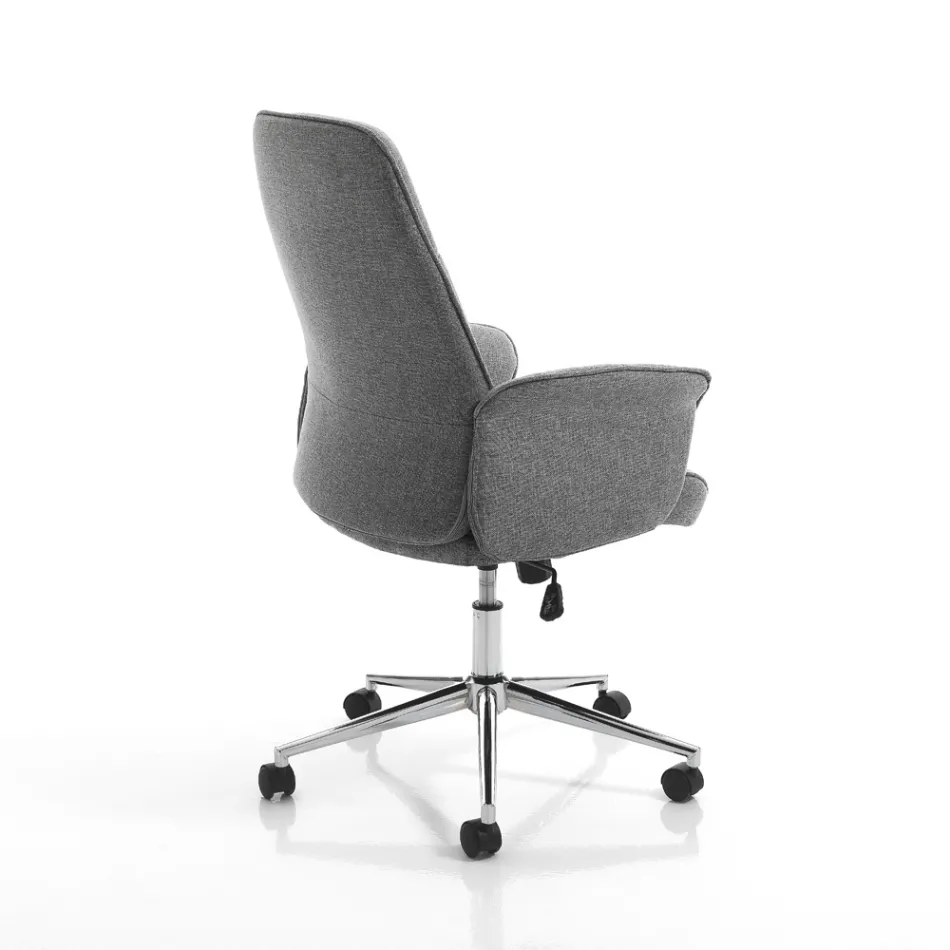 Kontorsfåtölj i metall och tyg och justerbar upphöjning - guld Viadurini