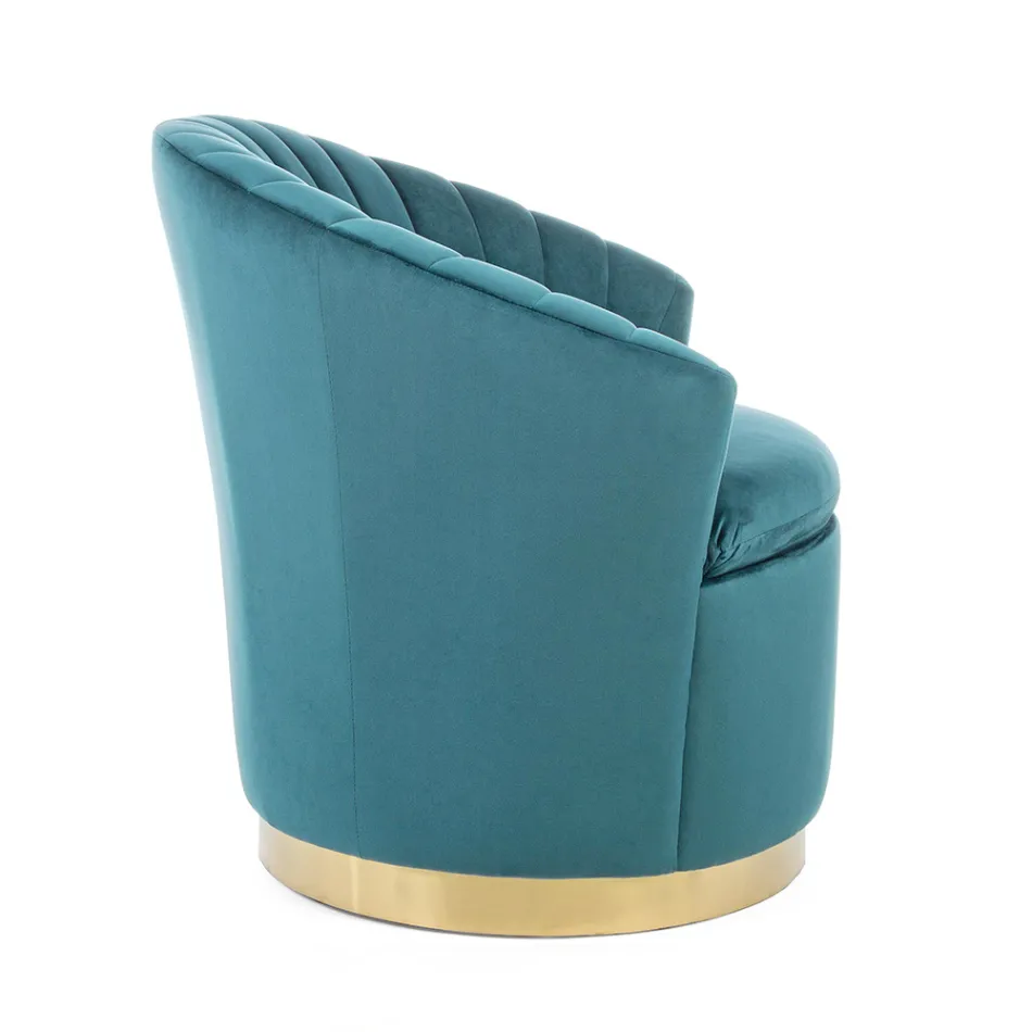 Elegant designfåtölj Lyxigt vardagsrum i stål och sammet - Courtney Viadurini