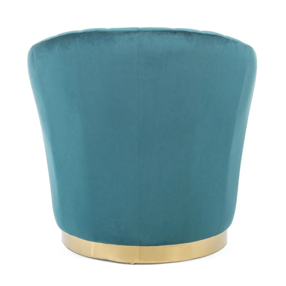 Elegant designfåtölj Lyxigt vardagsrum i stål och sammet - Courtney Viadurini