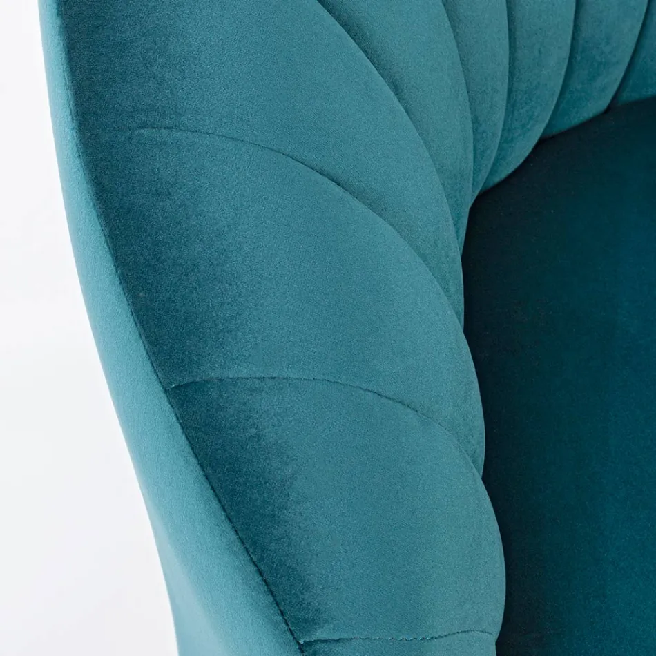 Elegant designfåtölj Lyxigt vardagsrum i stål och sammet - Courtney Viadurini