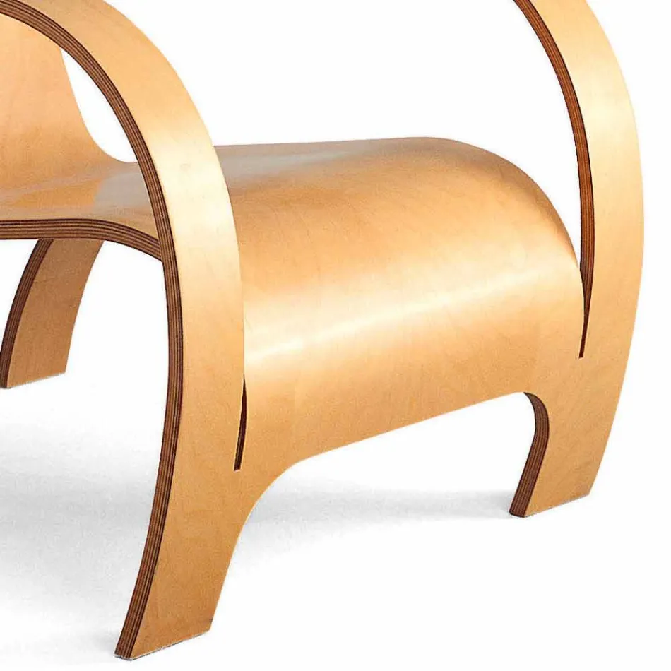 Designfåtölj i svart plywood eller björkfinish tillverkad i Italien - Galatea Viadurini