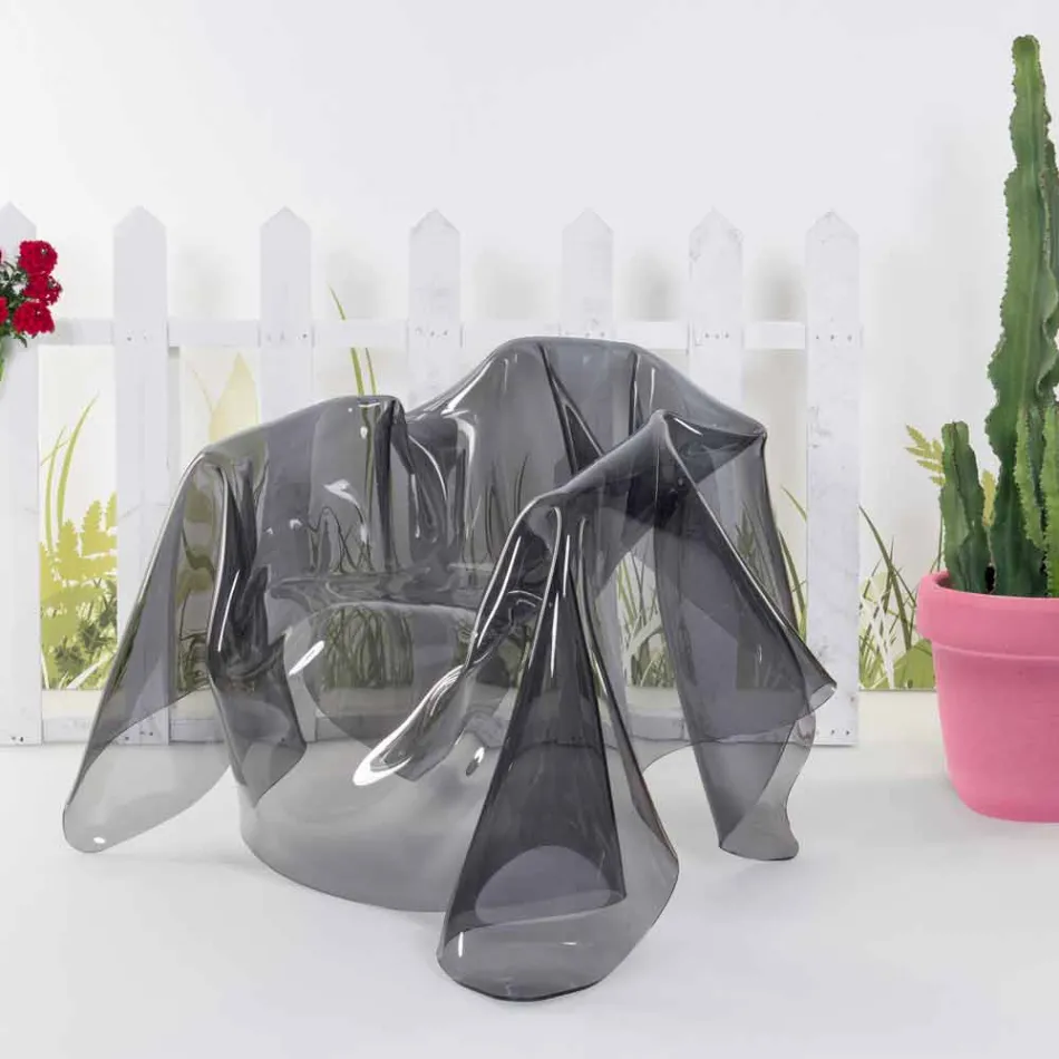 Fåtölj modern design rökt plexiglas Paris, tillverkad i Italien Viadurini