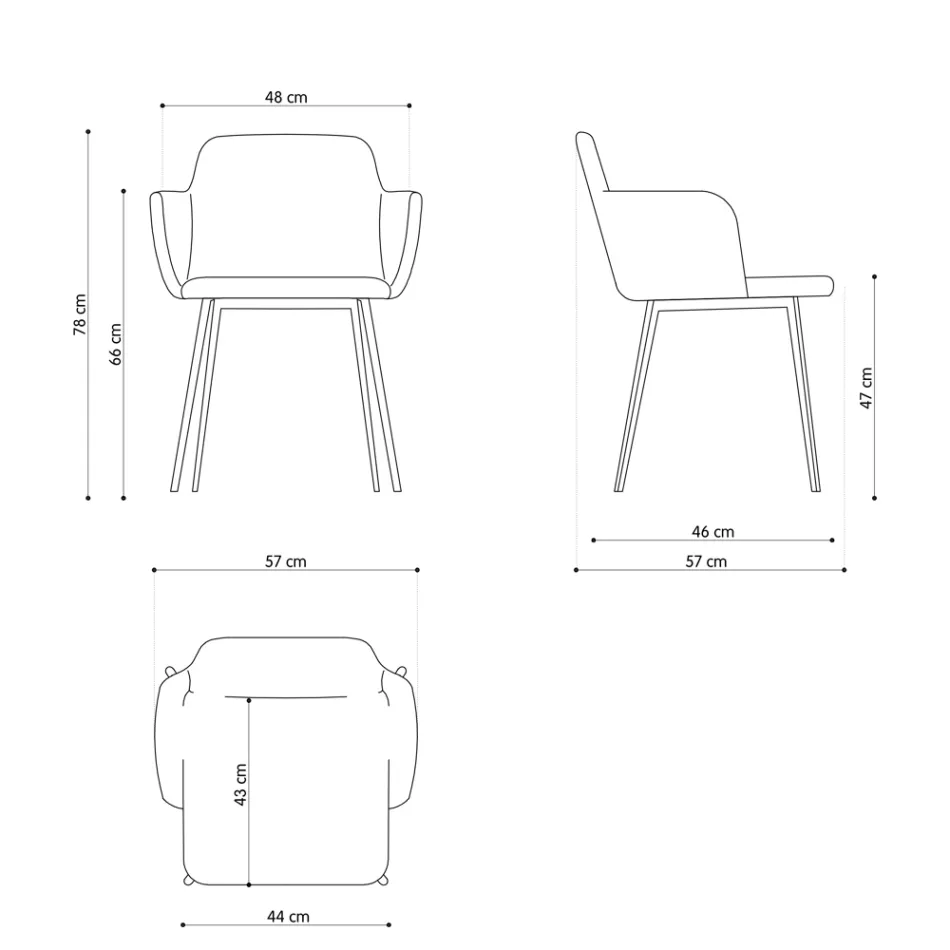 Högkvalitativ fåtölj i läder och målad metall Tillverkad i Italien - Molde Viadurini