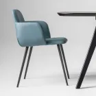 Högkvalitativ fåtölj i läder och målad metall Tillverkad i Italien - Molde Viadurini