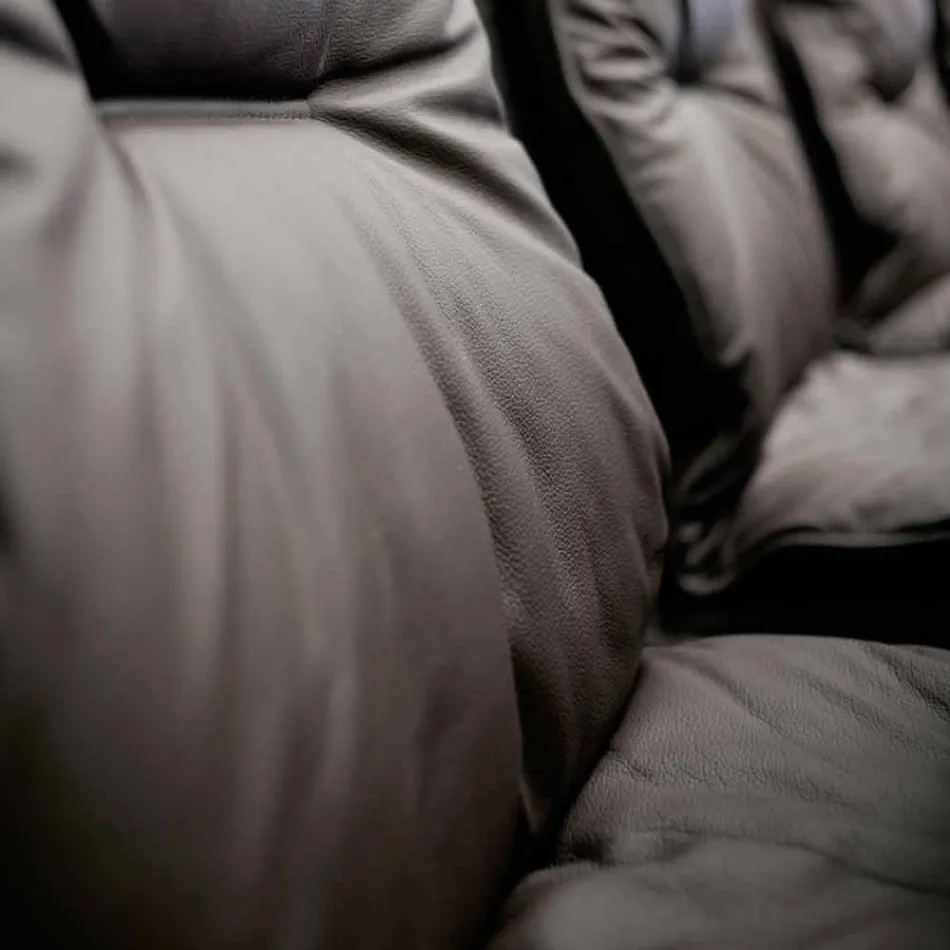 Riktformad designläderfåtölj tillverkad i Italien Gemma Viadurini