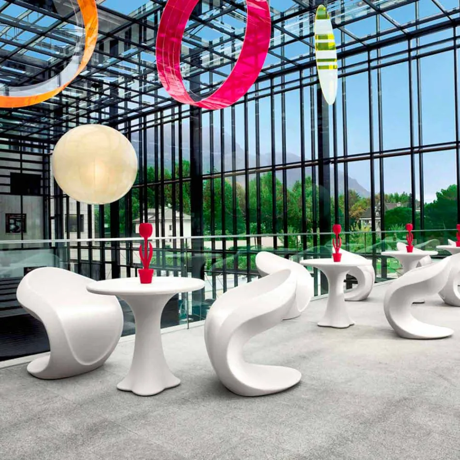 Inre eller extern design fåtölj i vit polyeten - Petra av Myyour Viadurini