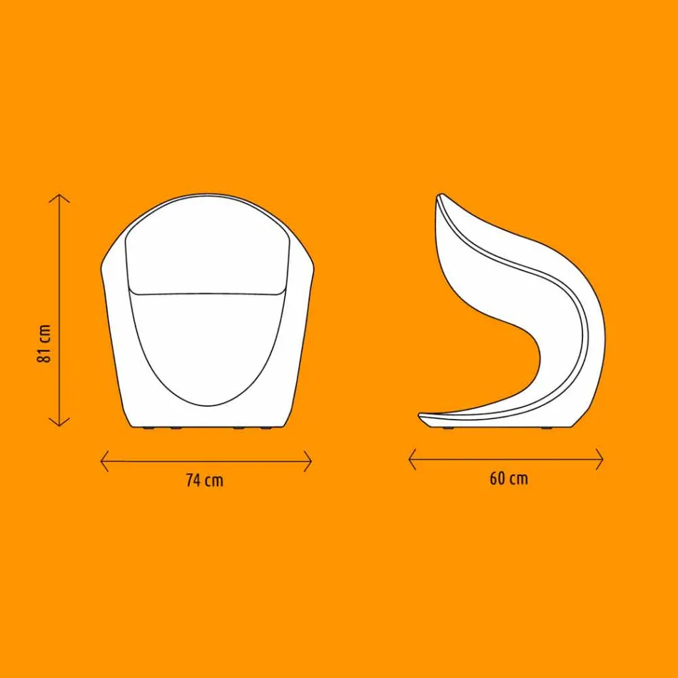 Inre eller extern design fåtölj i vit polyeten - Petra av Myyour Viadurini