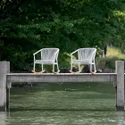 Garden Rocking Armchair i massivt trä och tyg - Smart av Varaschin Viadurini