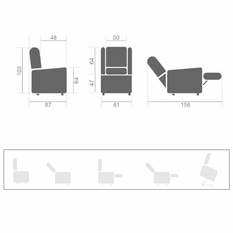 Elektrisk fåtölj med Lift & Relax-funktioner med 2 motorer tillverkade i Italien - Marlene Viadurini