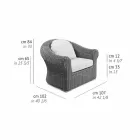 Fåtölj utomhus i vävd syntetisk rotting och vitt eller ecru-tyg - Yves Viadurini