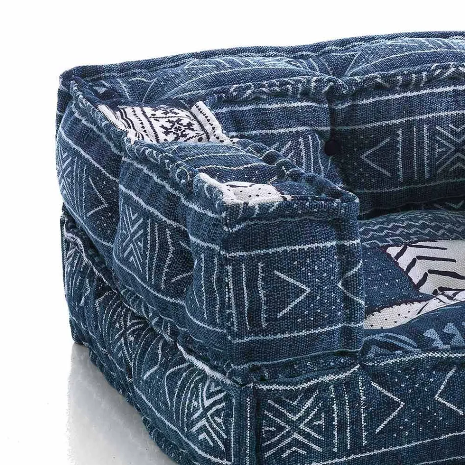 Etnisk lounge fåtölj i lapptyg och sammet - fiber Viadurini