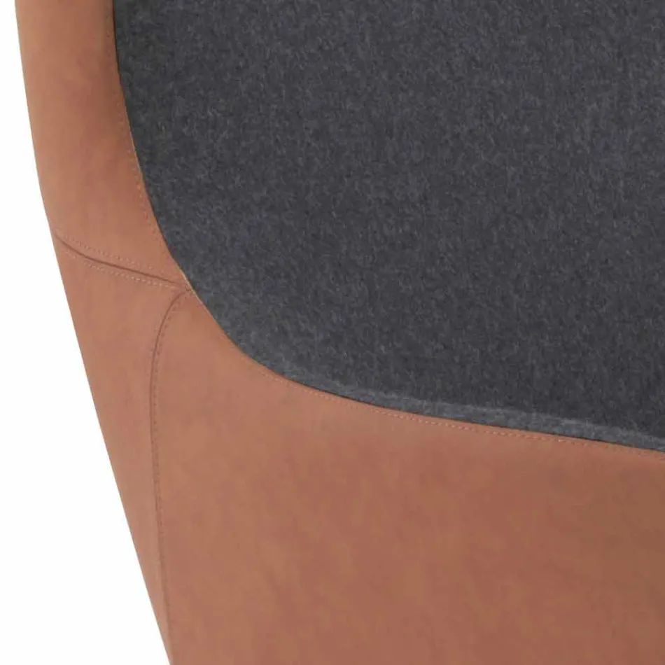 Svängbar fåtölj av läder med träbas tillverkad i Italien - fjäril Viadurini