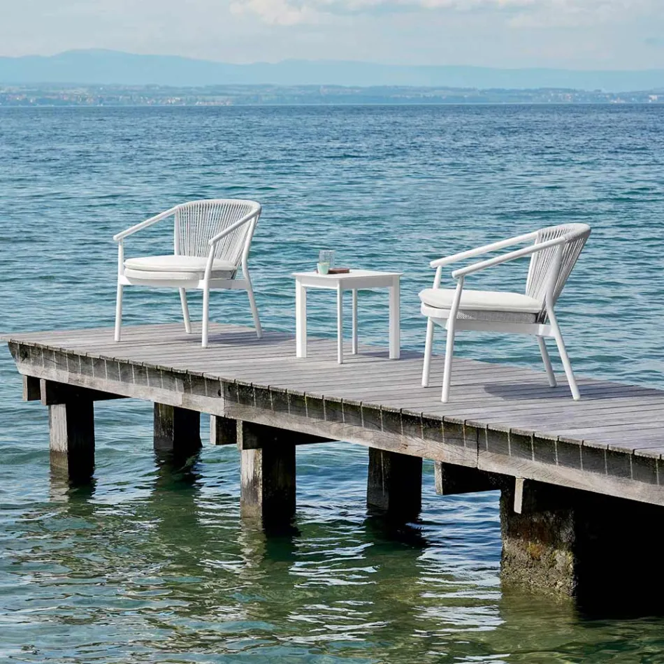 Stapelbar trädgårdsfåtölj aluminium och tyg - Smart av Varaschin Viadurini