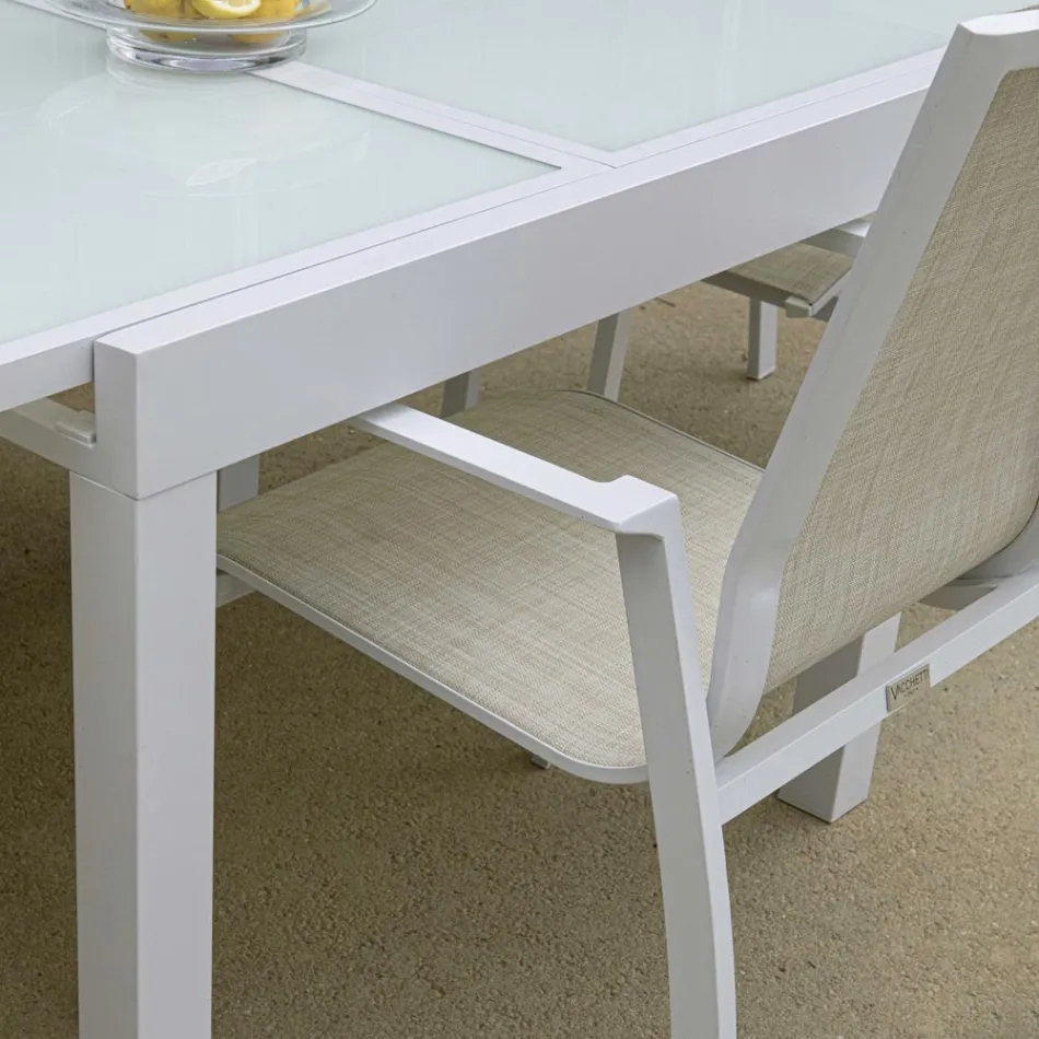 Stapelbar trädgårdsstol i textilene och aluminium - Foglio Viadurini