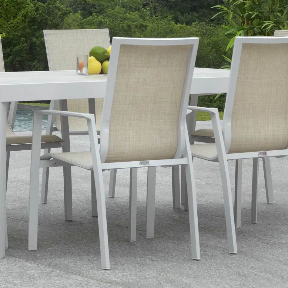 Stapelbar trädgårdsstol i textilene och aluminium - Foglio Viadurini