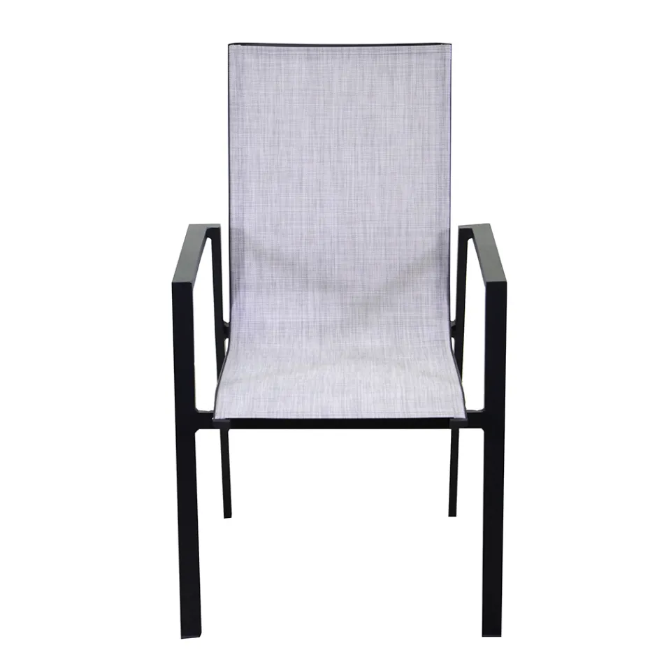Stapelbar trädgårdsstol i textilene och aluminium - Foglio Viadurini