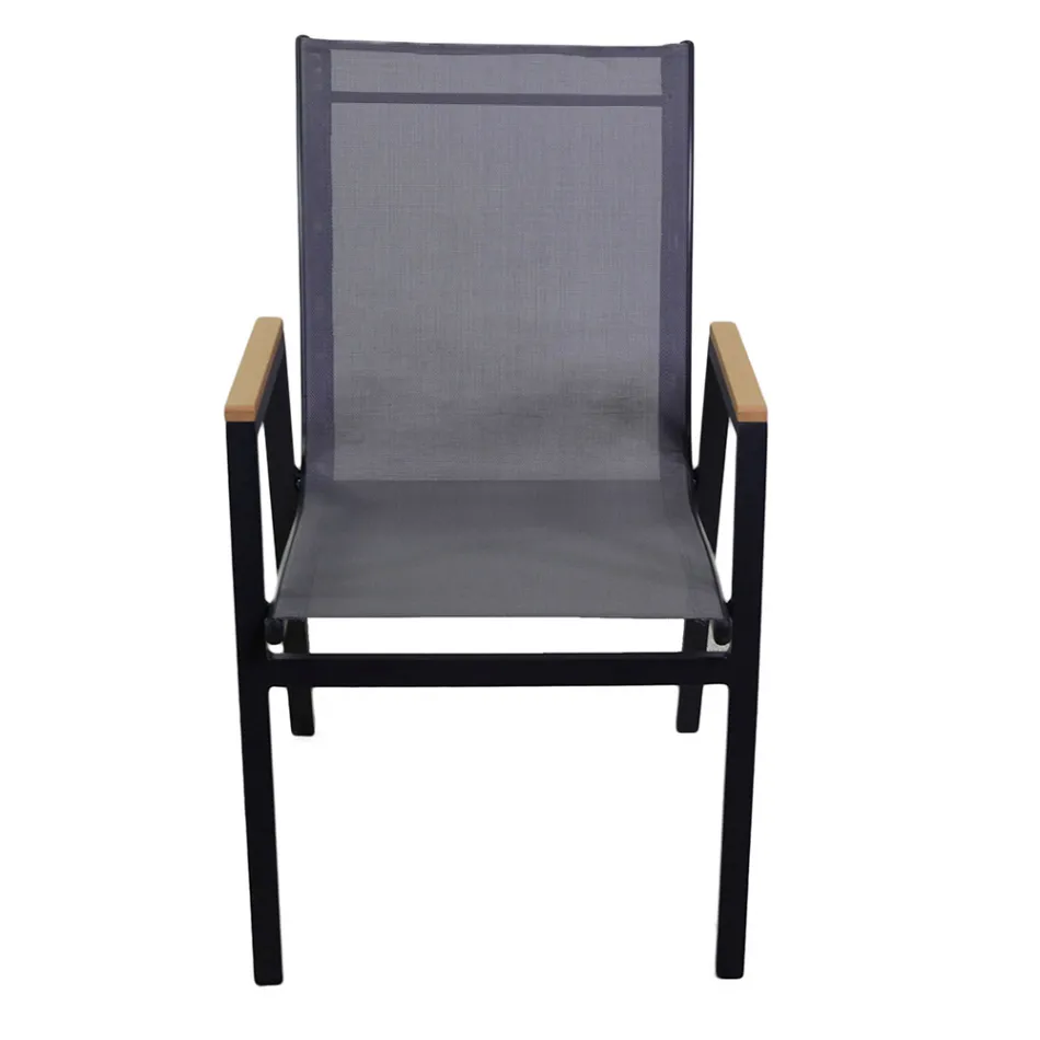 Fåtölj i aluminium och textilene med armstöd i polywood - Diary Viadurini