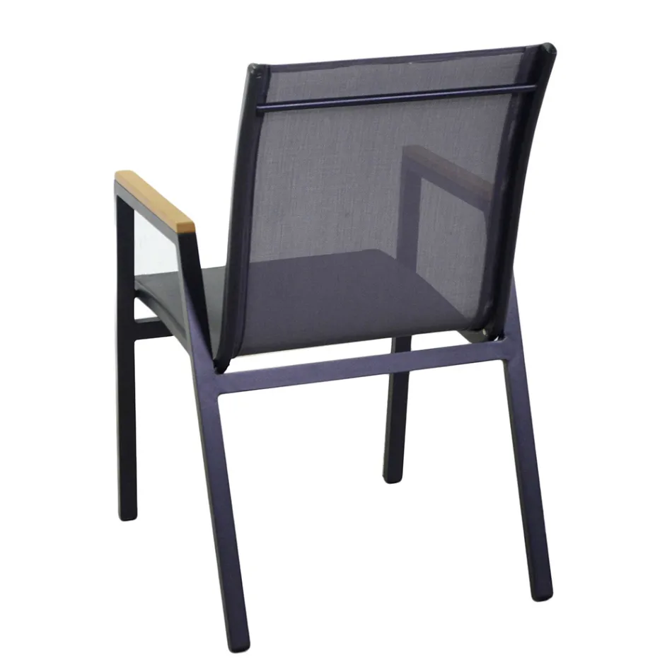 Fåtölj i aluminium och textilene med armstöd i polywood - Diary Viadurini