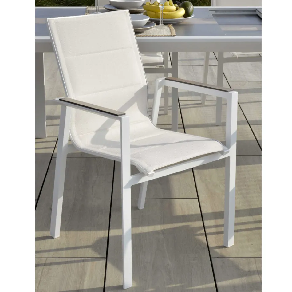 Fåtölj i aluminium och textilene med insats i armstöden i HPL - Righello Viadurini