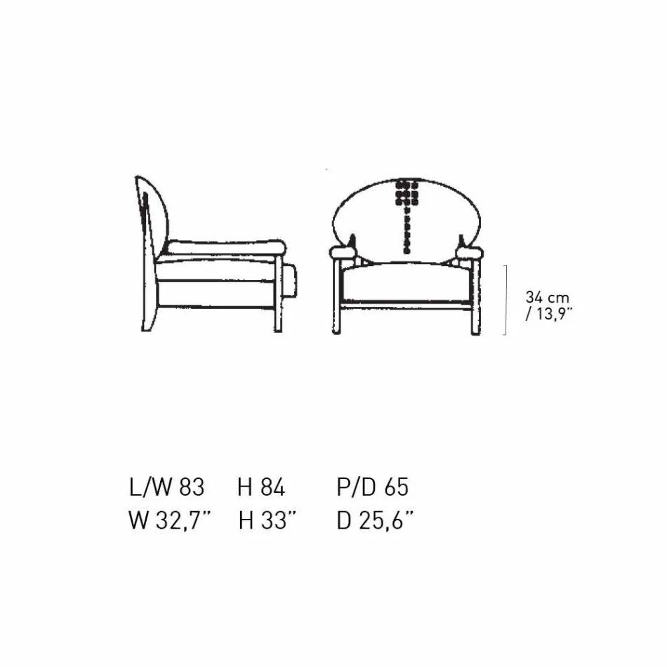 Fåtölj i svartfärgad ask med bomullskläder tillverkad i Italien - Peleo Viadurini