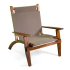 Fåtölj i akaciaträ och bomulls-/polyesterblandning - Bottega Viadurini