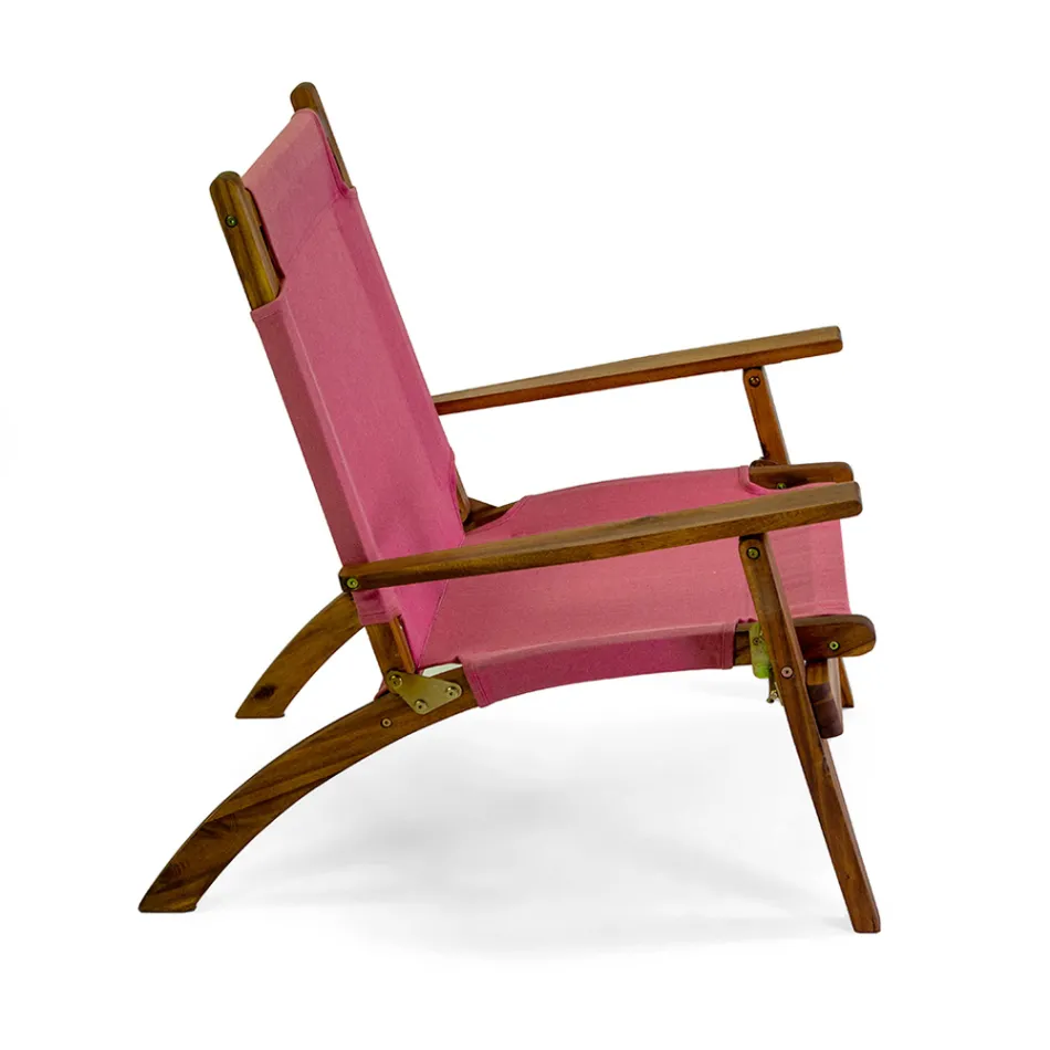 Fåtölj i akaciaträ och bomulls-/polyesterblandning - Bottega Viadurini