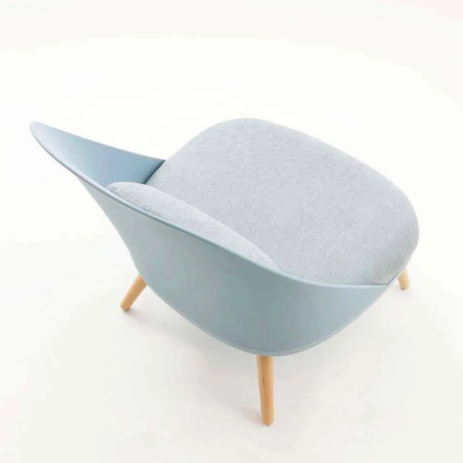 Fåtölj i trä, tyg och modern polypropen tillverkad i Italien Perugia Viadurini